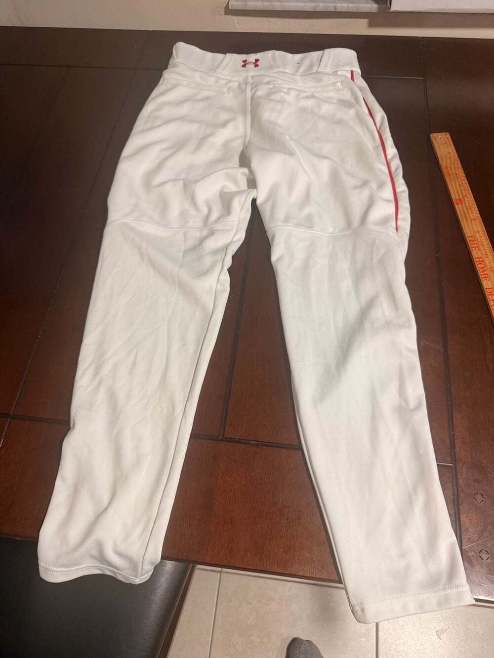 Under Armour Youth Baseball Piped Pants White/Red Size Medium - Picture 6 of 8